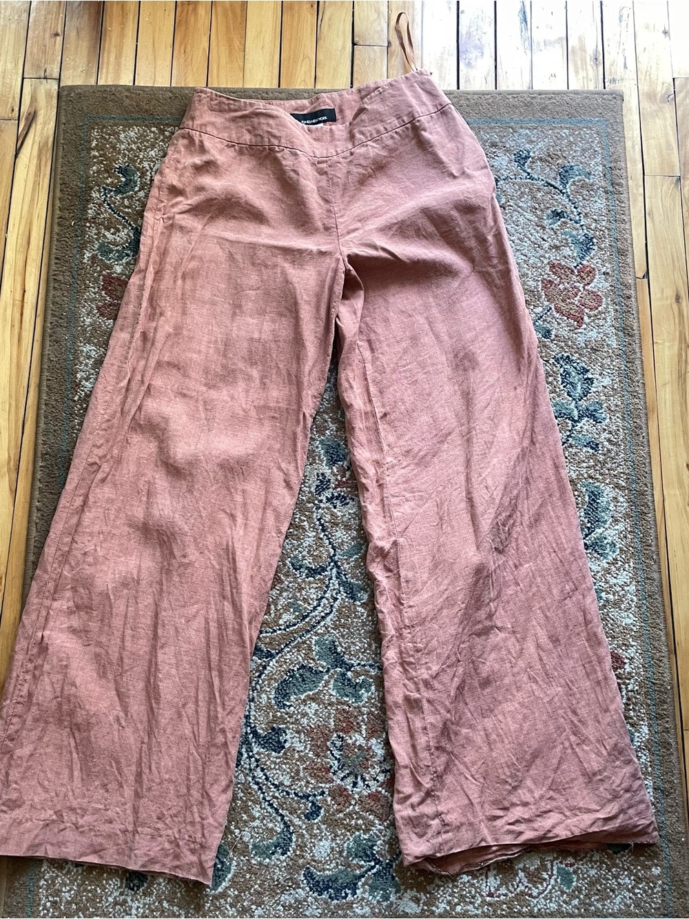 Wide-Leg Linen Blend Pants in Dusty orange